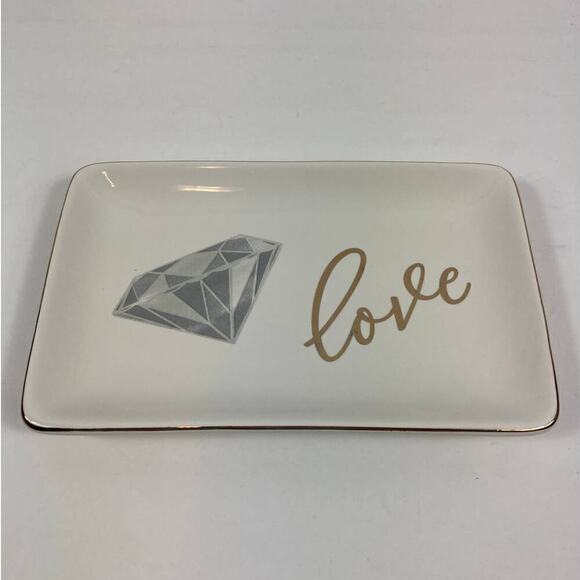 NWOT Design Guild Nordstrom Ceramic Love Ring Tray - Picture 1 of 2
